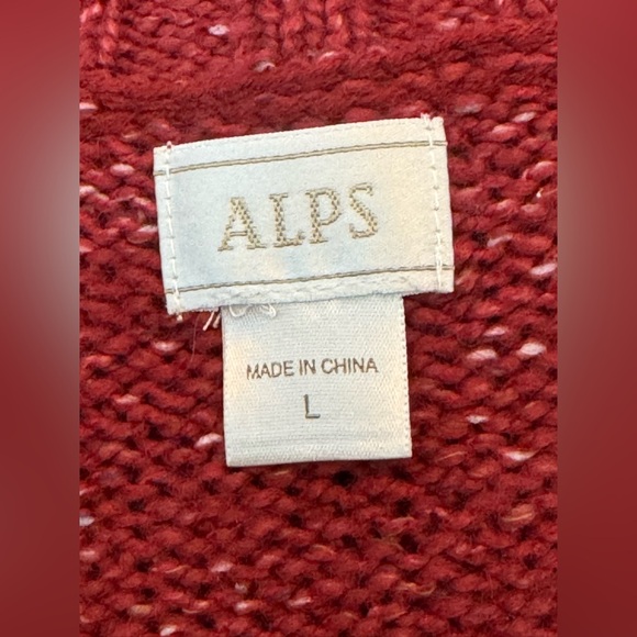 ALPS deep red vintage soft zip up sweater L - Picture 7 of 8